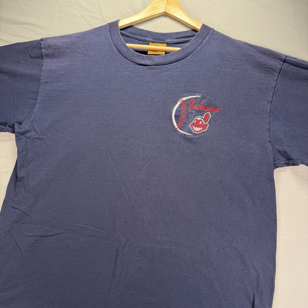 Vintage Cleveland Indians Shirt Mens XL Blue Short Sleeve Guardians Nutmeg 90s
